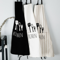 Cotton linen apron home kitchen waterproof and oil-proof simple cute Japanese fashion adult cooking apron Lady