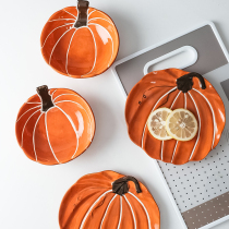 Pumpkin ceramic bowl plate creative personality Home Childrens tableware cartoon cute baby complementary food Small Bowl breakfast plate