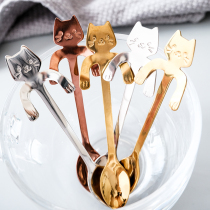 Japanese cartoon cute cat shape 304 stainless steel spoon coffee mixing spoon household dessert spoon