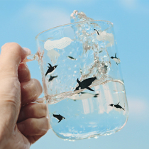 Household heat-resistant glass cup with a handful of milk mugs breakfast cup tea cup cute drinking cup student girl