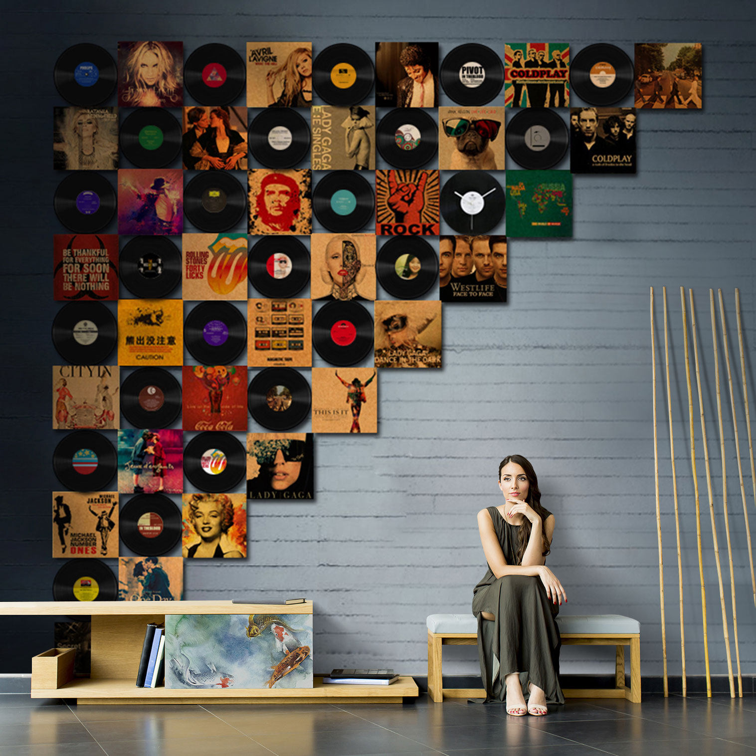 Decorative painting wall decoration poster wall sticker vinyl record wall vintage bar café creative wall decoration wall decoration