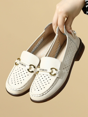 Летняя обувь для матери, лоферы, туфли, сандалии для кожаной обуви, из натуральной кожи, для среднего возраста