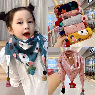 Children's scarf spring and autumn thin baby scarf cute boy tide Korean baby Princess warm girl triangle towel