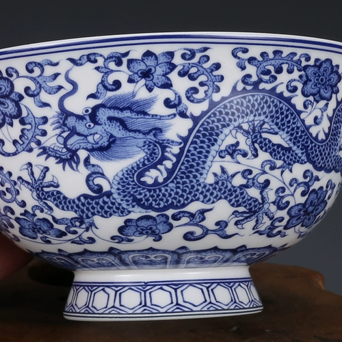 Керамическая китайская посуда Цзиндэчжэнь, синяя и белая миска, миска для супа с лапшой, чаша дракона, антикварная миска, бытовая однокостяная фарфоровая миска для риса H,