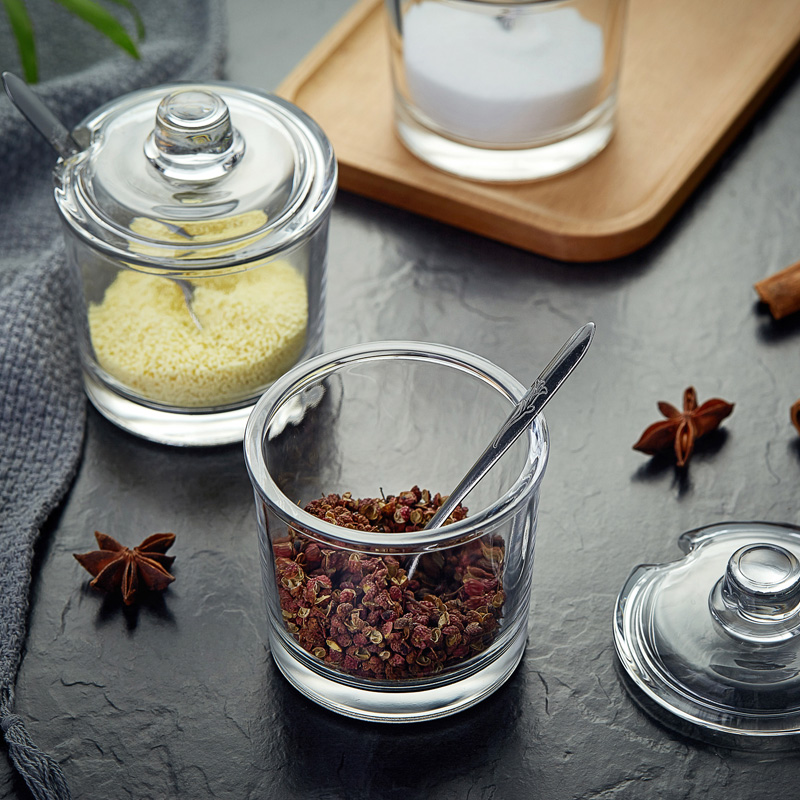 Household combination glass seasoning box salt jar seasoning jar seasoning jar seasoning jar set kitchen supplies