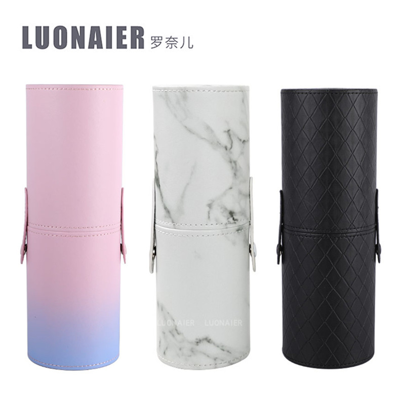 Ronaier brush PU gradient color black grid brush barrel brush tube makeup brush storage tube brush bag Cosmetics storage brush