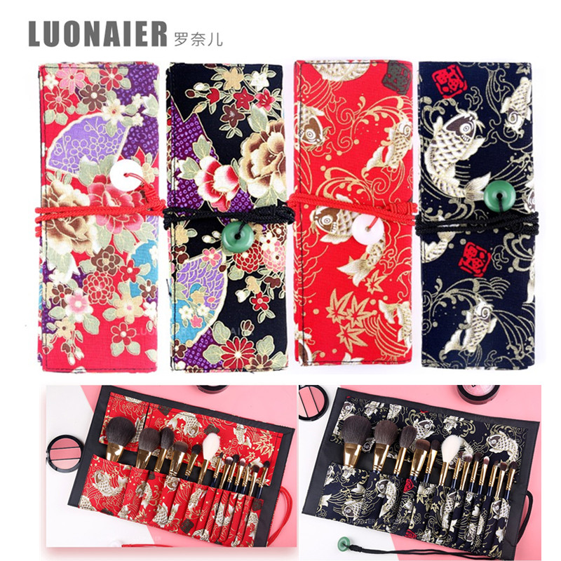 Middle country wind makeup brush containing bag brush pack 12 branch 10 support 14 Makeup Tools Roll Pack Professional Brushed Bag Washable