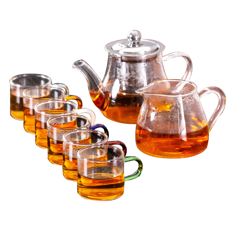 The Heat - resistant glass teapot boiled tea filter tea to a whole set of kung fu tea sets the household glass tea cup