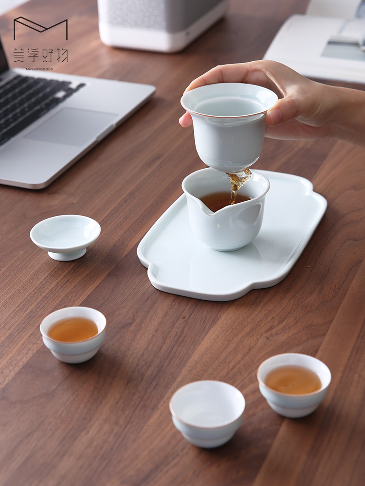 Portable travel tea set ceramic cups kung fu to crack the teapot cup a pot of three cups of tea simple Japanese