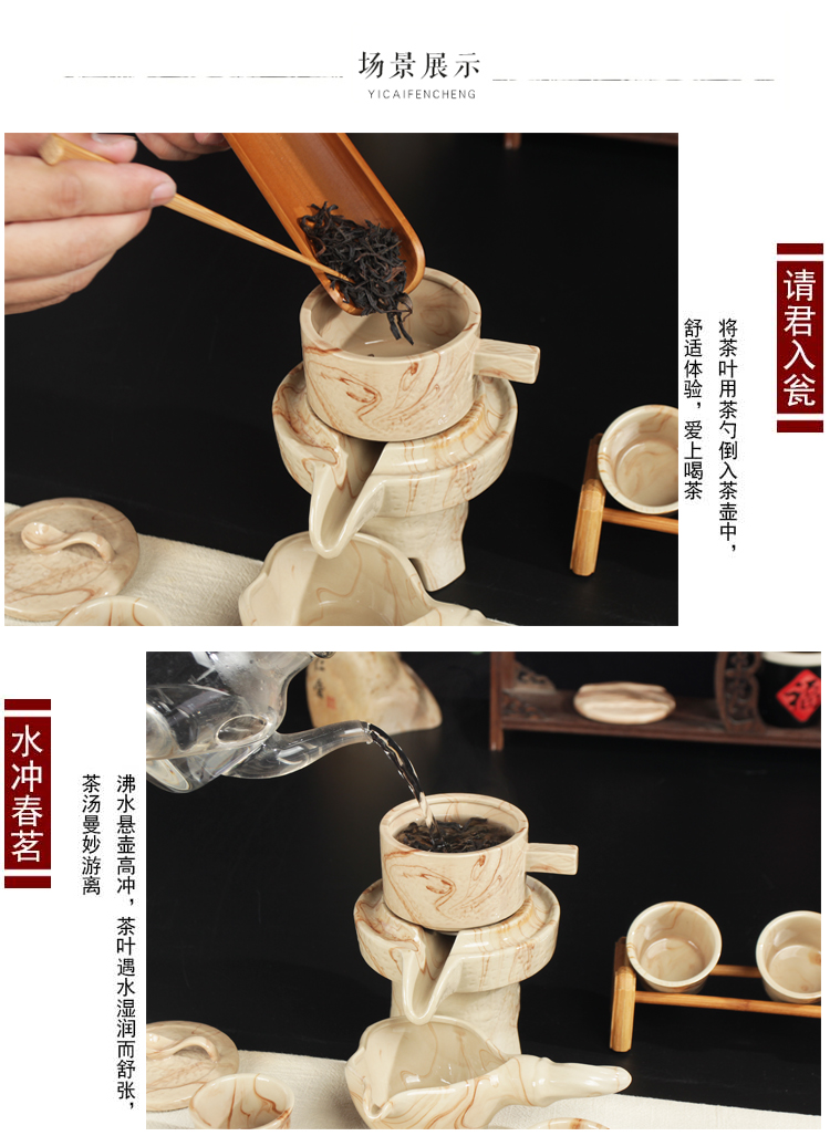 A complete set of ceramic semi - automatic lazy time of blue and white porcelain tea set suits for all artesian hot tea. Preventer gift boxes