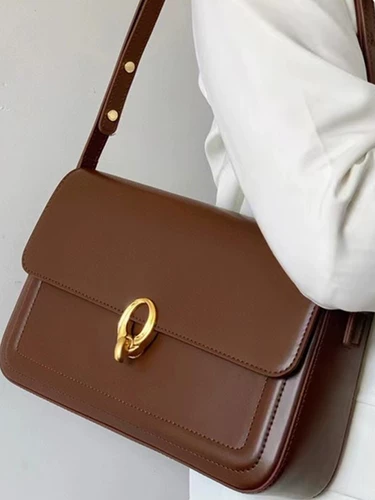 Вместительная и большая коричневая сумка подмышку, сумка через плечо, сумка на одно плечо