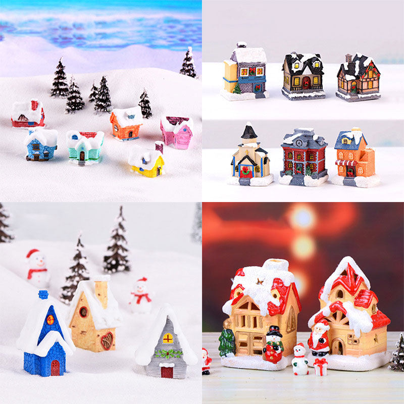 Microscape Christmas pendulum pieces DIY material Decorative Ornaments Gifts Christmas View Snowscape Villa Snowhouse