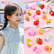 Korean girl cartoon fruit ear clip baby acrylic painless earrings childrens accessories without ear hole fake earrings