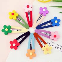 Children cartoon candy color flower bbclip Korean girl frosted hairclip does not hurt baby banghai clip