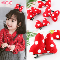 Childrens wave point large bow hair rope hairhairclip girl cartoon cute hairclip clip Joker Minnie hair rope