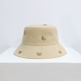 Летняя шапка, универсальная солнцезащитная шляпа, таз, коллекция 2022, в корейском стиле, с вышивкой, с медвежатами, защита от солнца