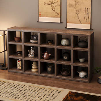 Desktop bo gu shelf solid wood new chinese tea set storage shelf tea table cup shelf multi-layer storage
