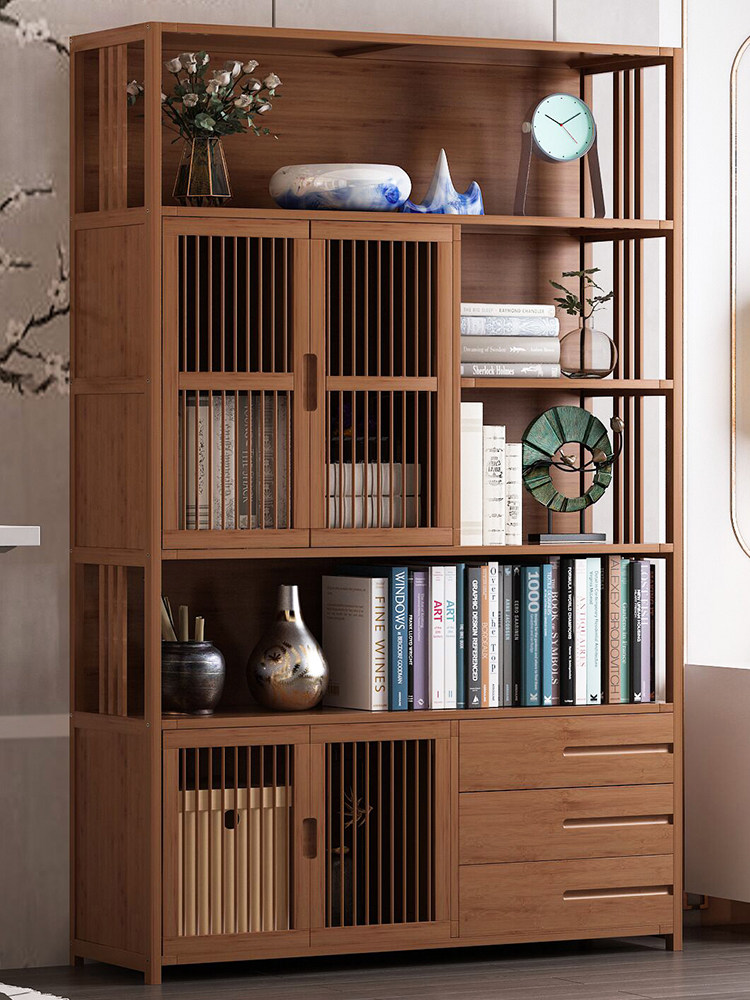 Shelf bookshelf Simple floor-to-ceiling Nanzhu simple children's solid wood student home living room storage storage bookcase