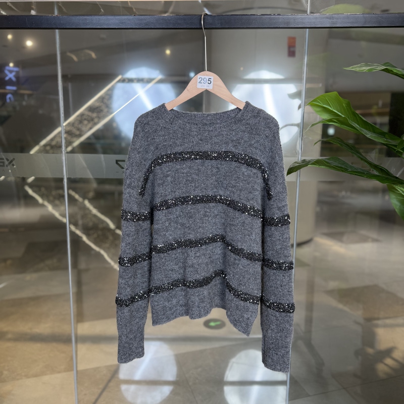 【She Tu】25 Winter 2265255101 24.3% Sheep Wool + 12.9% Mohair Sequined Knitted Sweater