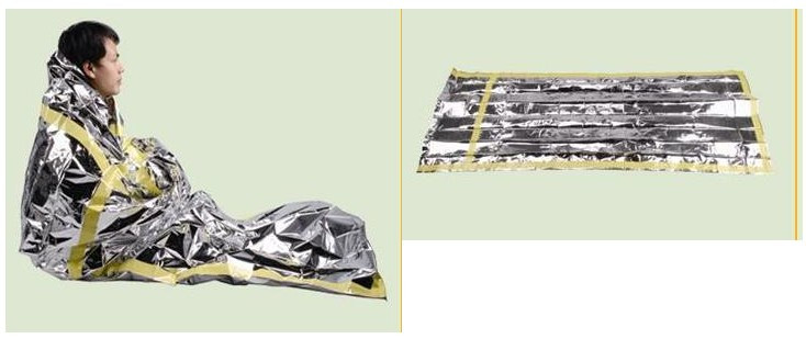 Light and portable emergency aluminum foil sleeping bag emergency blanket