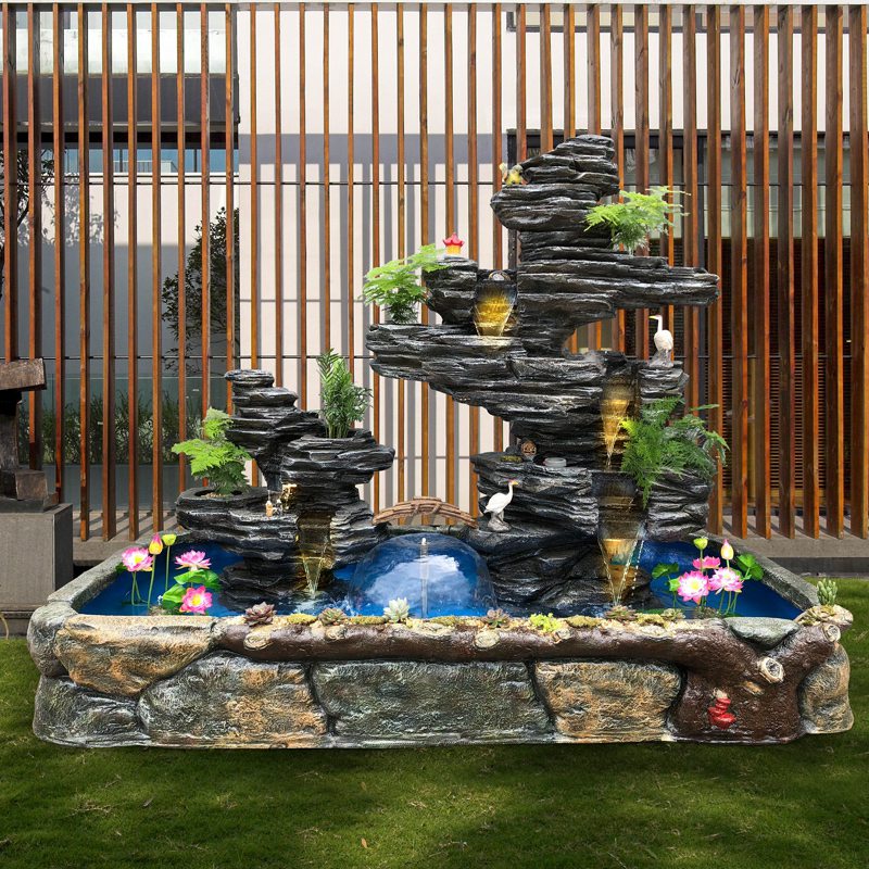 Large rockery water fountain outdoor courtyard indoor living room balcony waterscape decoration fish pond waterfall floor ornaments