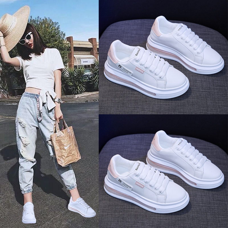 Small white shoes female ins street shooting trendy shoes 2021 autumn new all-match explosive thick bottom shoes spring and autumn air cushion white shoes