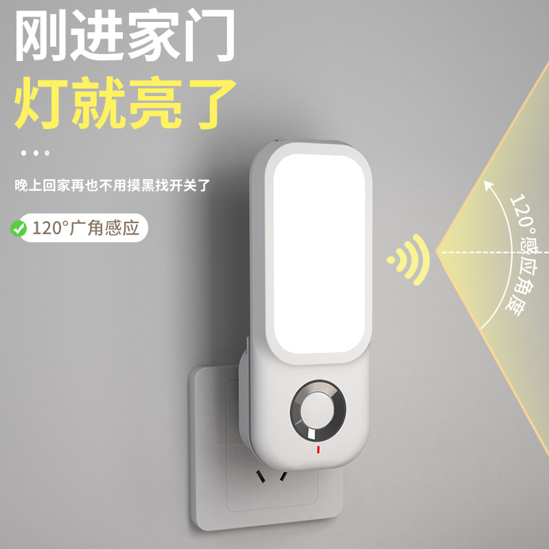 Cross-Border Hot-Selling Product: Induction Light, Rechargeable Human Sensor Light, Turn Off When People Leave, Night Light for Sleeping, Dual-Use for Charging and Plugging
