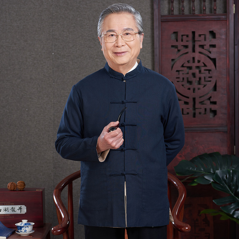mùa xuân Tang nam và mùa thu dài tay cha váy trung niên tuổi hai đứng về phía mặc áo khoác Trung Quốc phong grandpa bông Mahan phù hợp