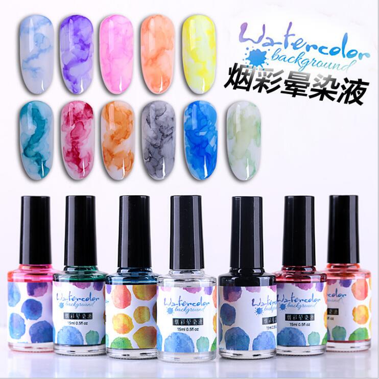 Nail Art Tools Nail Polish Gel Ink Smoke Color Gradient Liquid Bubble Nail Marble Pattern Gradient Transparent Water Dye Liquid
