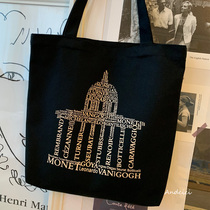 ANDCICI@British Museum design canvas bag Single shoulder large shopping bag Male AND female student school bag Tote bag