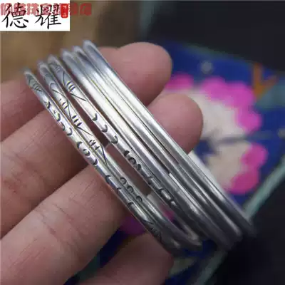 Peisheng niche design small fresh thin ring bracelet simple multi-ring handmade seedling silver plain face carved fine bracelet pole