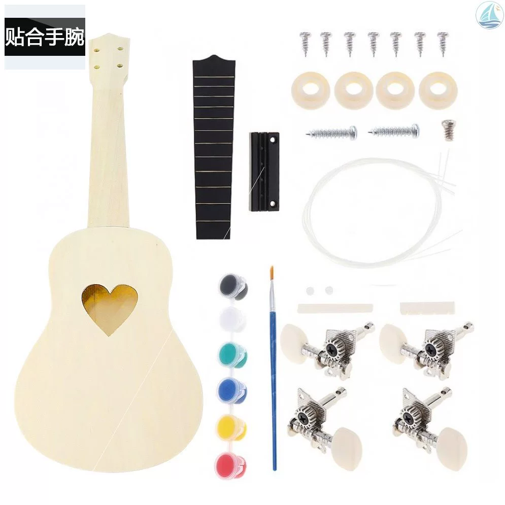 .Ukulele tự làm thủ công lắp ráp guitar nhỏ gói vật liệu mẫu giáo bằng tay bằng tay nhạc cụ bằng gỗ - Nhạc cụ phương Tây