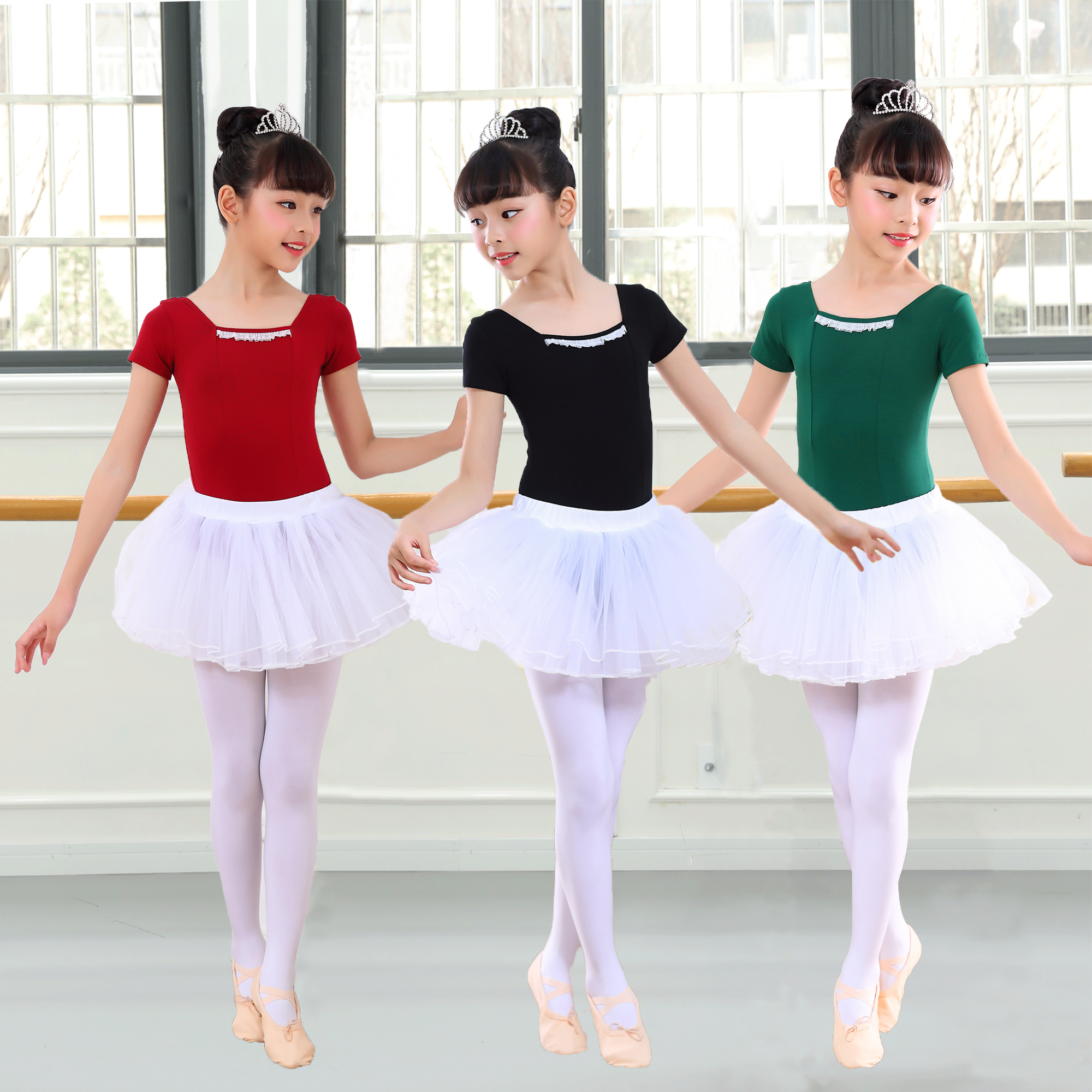 trẻ em Trung Quốc khiêu vũ trang phục thực tế cô gái thân váy bé gái mùa hè ngắn sleevecotton bông dính liền.