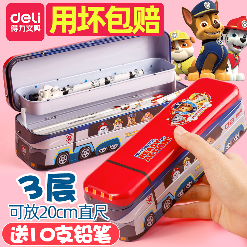 Able Lead Pencil Case Boy Girl Pen Box Female Elementary School Girl With Cute Tennis Red Kindergarten Children Advanced Multifunction Plastic Pencil Case Iron Pencil Containing Box Boy Metal Material Large Capacity