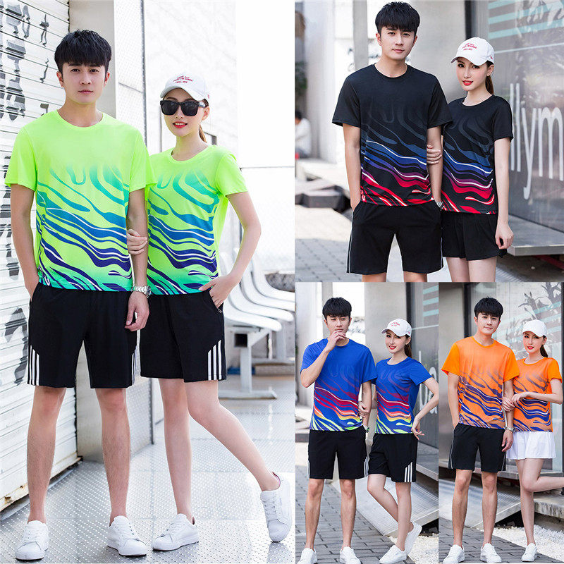 New badminton clothing shuttlecock competition clothing men's and women's quick-drying short-sleeved table tennis clothing group purchase tug-of-war sports clothing