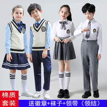 Primary and secondary school students chorus costume poetry recitation singing song match school uniform children performing clothes