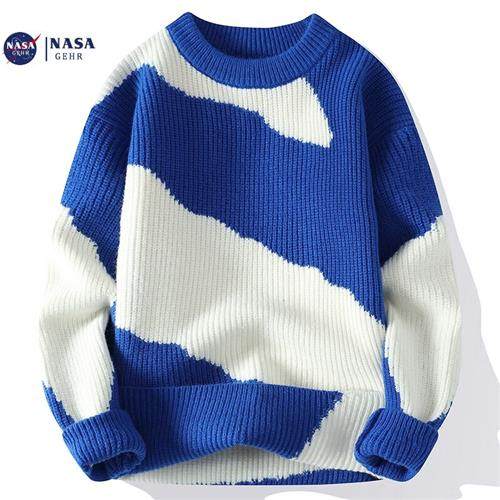 NASAGEHR autumn winter new woolen sweater with velvet thickened winter warm round collar needlework jersey bottom 100 hitch lovers-Taobao