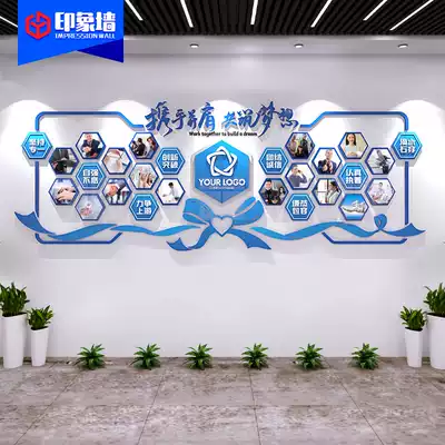 Team staff style display cultural wall custom office inspirational slogan personality creative background photo wall