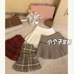 Wool Pleated Skirt for Women, Autumn and Winter, Preppy Style, Petite, High-Waisted A-Line Short Skirt, Makes You Look Taller and Prevents Exposure