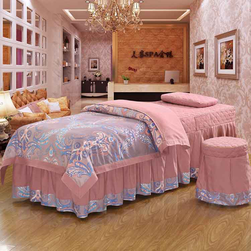 Pure Cotton Upscale Beauty Bed Cover Four Sets Beauty Salon Massage Washing head minimalist beds European-style pure colour bed cover set to be made
