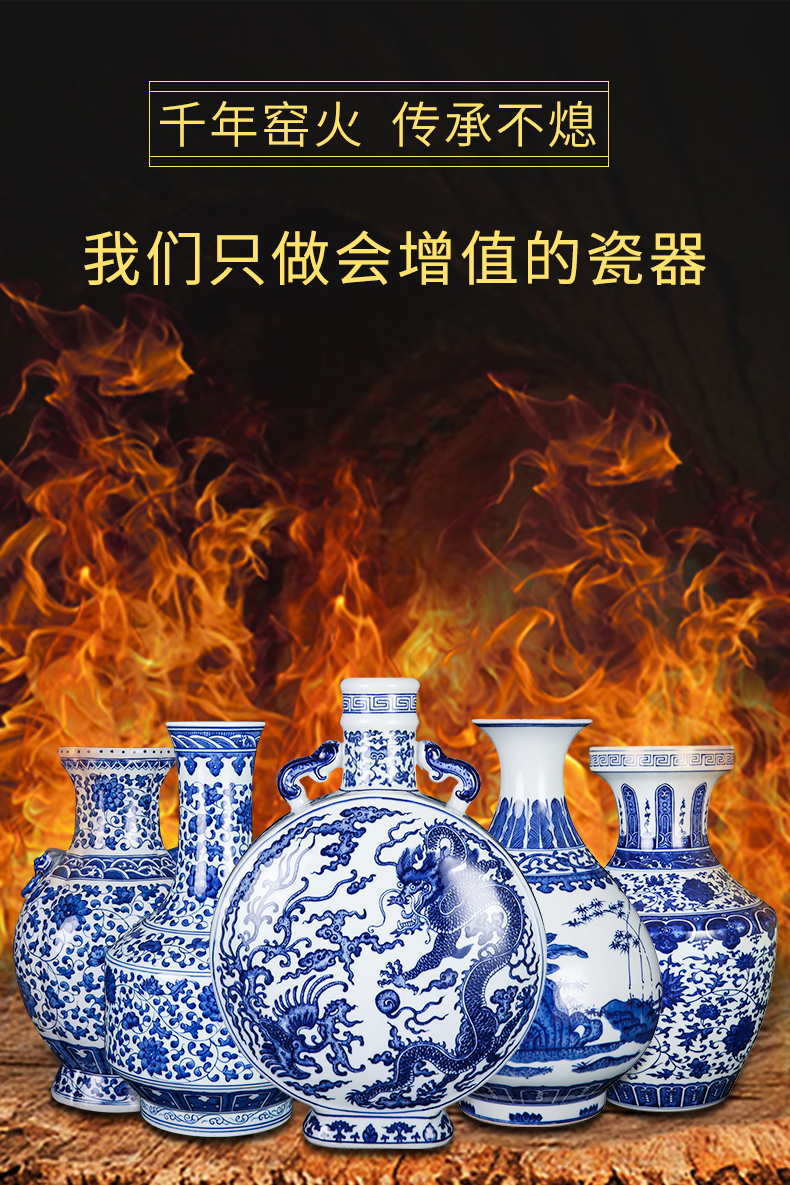 Jingdezhen ceramic vase furnishing articles archaize sitting room of Chinese style household flower arrangement of TV ark, of blue and white porcelain decorative arts and crafts