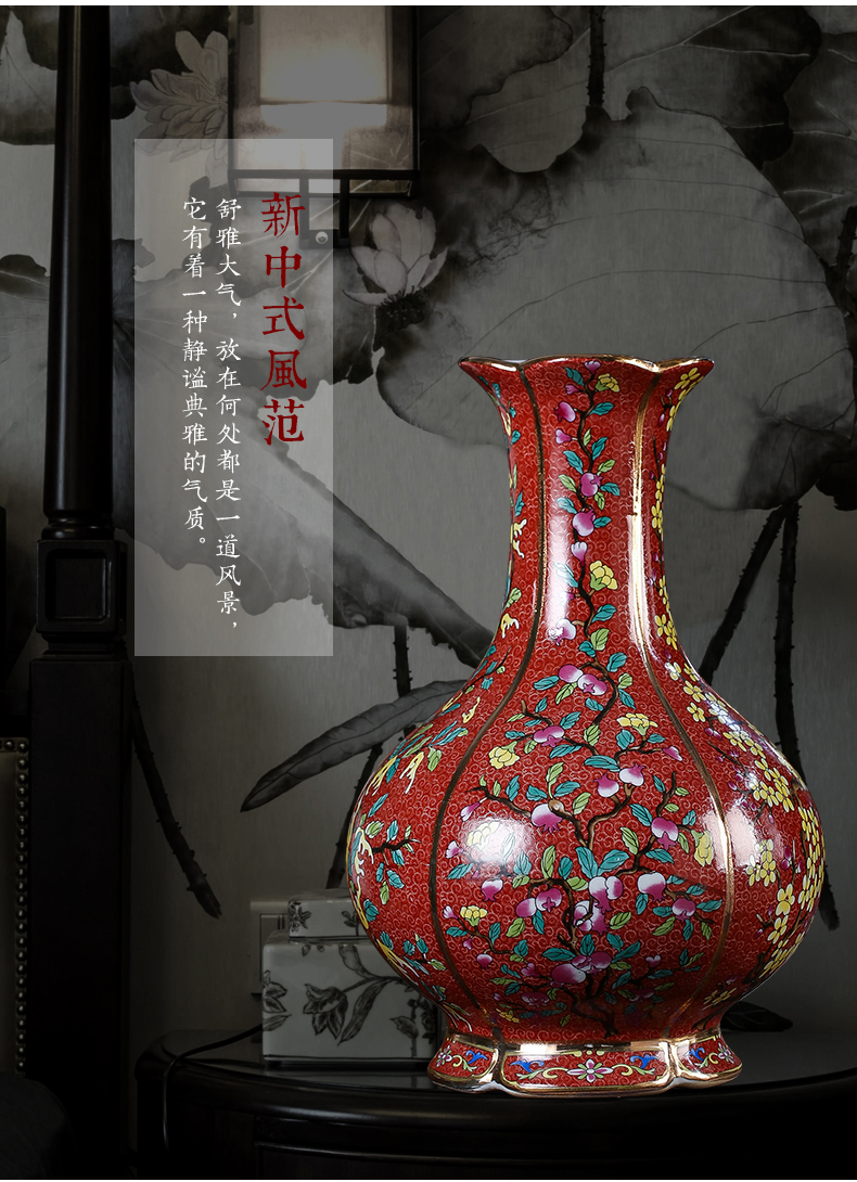 Jingdezhen ceramic vase Chinese colored enamel vase home sitting room furnishing articles furnishing articles archaize ceramic arts and crafts