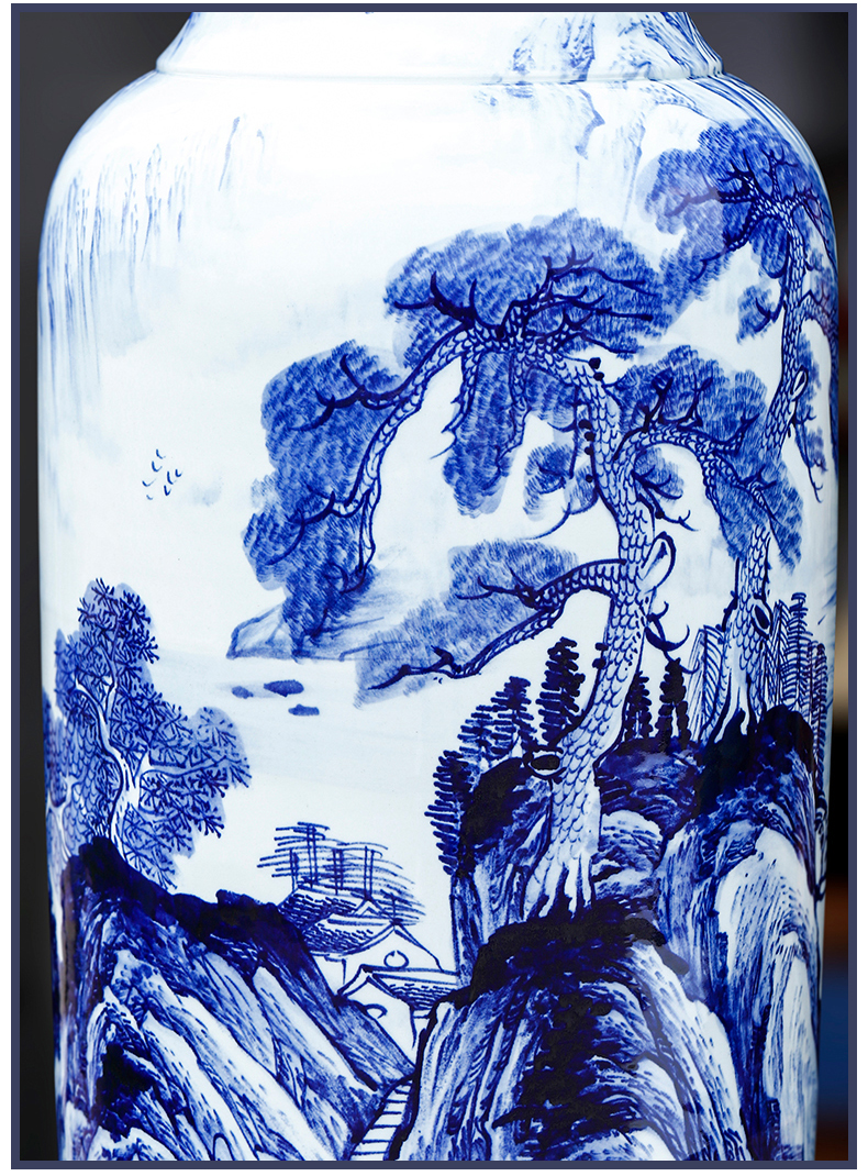 Jingdezhen ceramic antique blue - and - white decoration to the hotel porch sitting room of large vase gift to heavy large furnishing articles