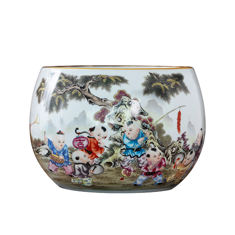 Creative ceramic goldfish desktop furnishing articles home sitting room circulation aquarium fish bowl lotus lotus cylinder