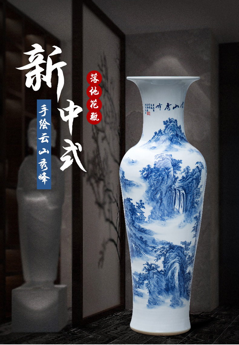 Jingdezhen ceramics glaze under the color blue and white porcelain vase jiangshan jiao sitting room more household handicraft furnishing articles