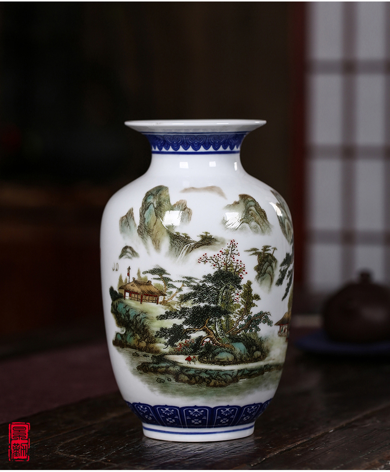 Jingdezhen porcelain floret bottle dry flower powder enamel decorations furnishing articles sitting room flower arranging Chinese style household ceramics handicraft