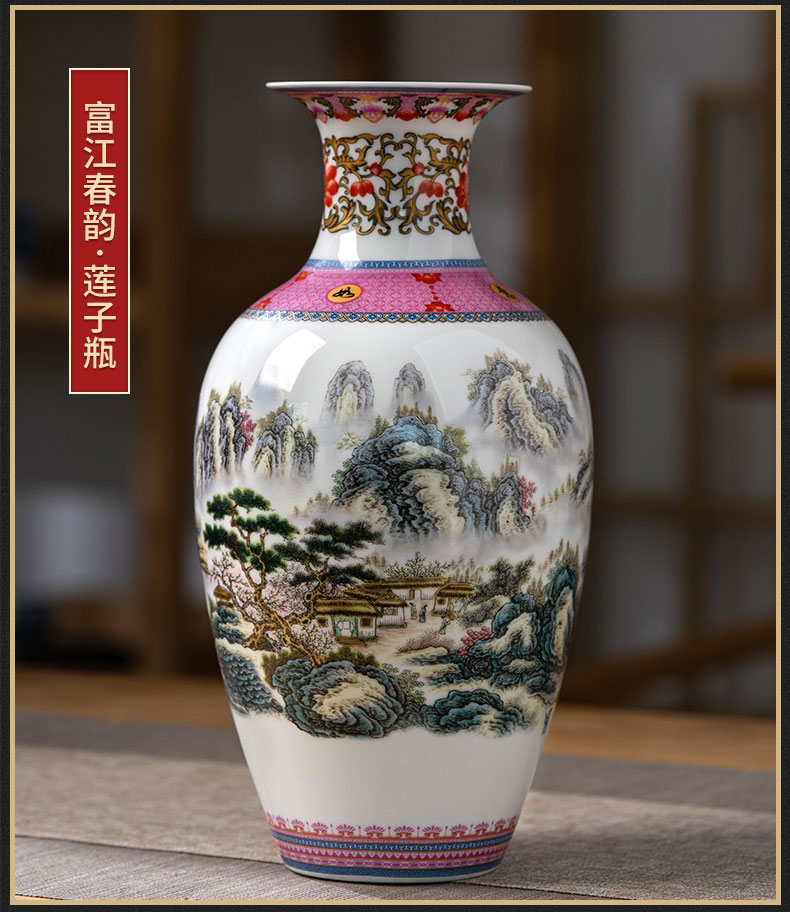 New Chinese style of jingdezhen ceramics powder enamel vase home sitting room porch TV ark, decoration crafts are arranging flowers