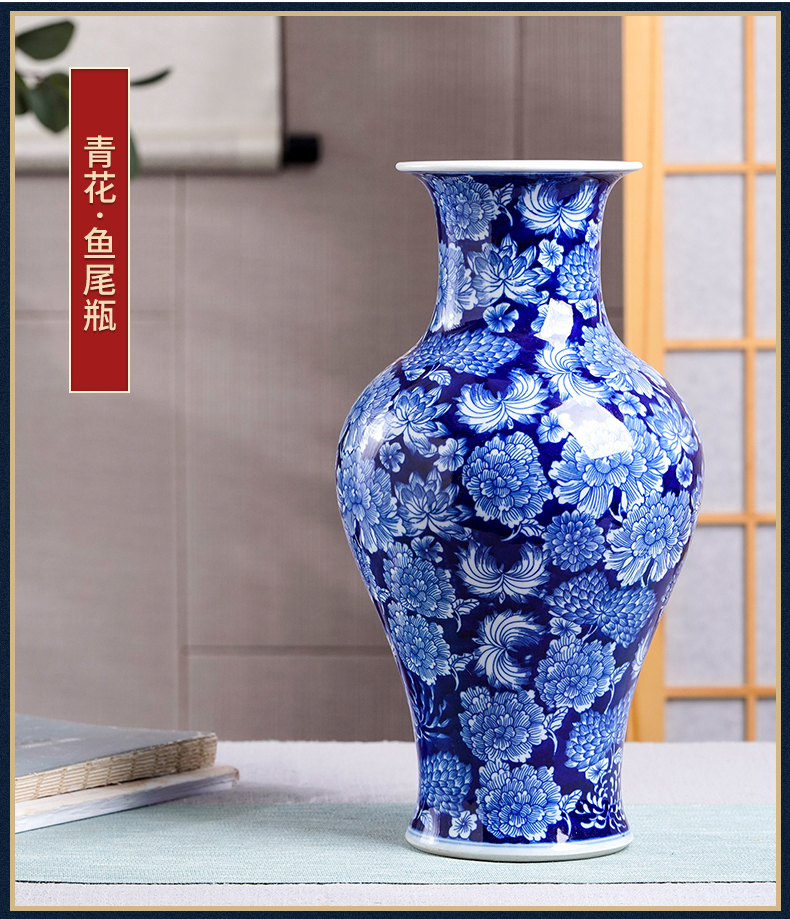 Restoring ancient ways of jingdezhen ceramic vases, youligong blue double ears to watch the sitting room porch decorate household furnishing articles