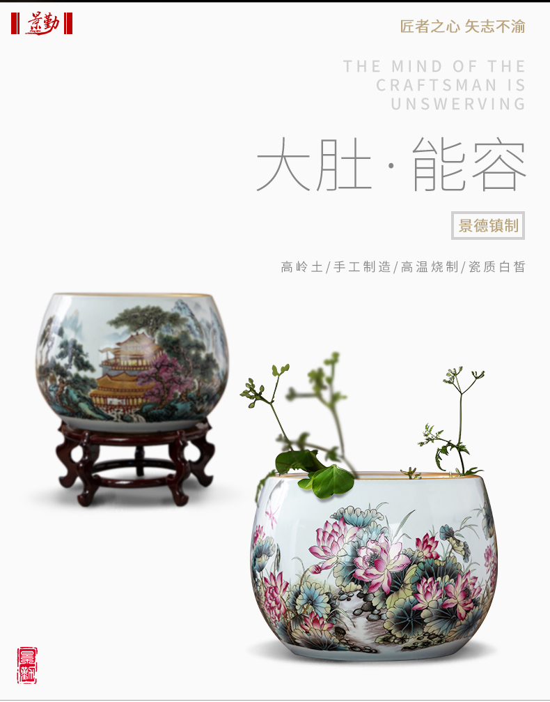 Creative ceramic goldfish desktop furnishing articles home sitting room circulation aquarium fish bowl lotus lotus cylinder