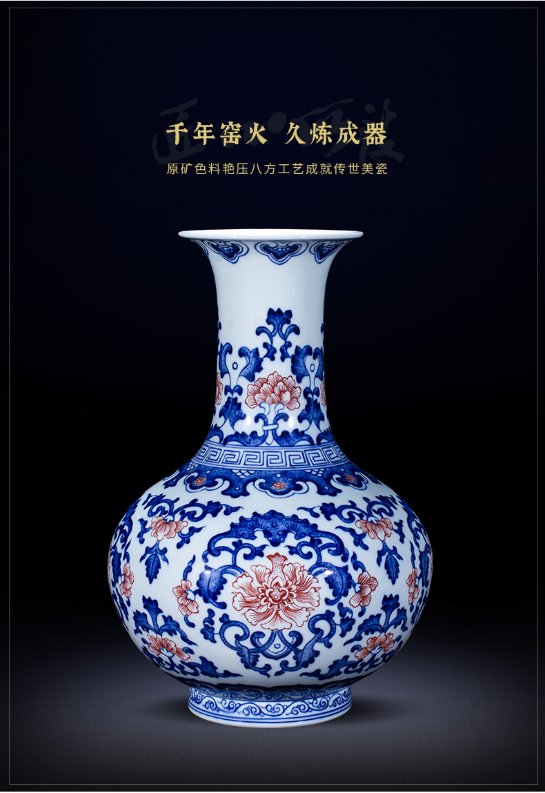 Jingdezhen ceramic vase sitting room place large blue and white porcelain Chinese style household TV ark, hand - made decorative vase